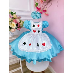 Vestido Infantil Alice no Pais das Maravilhas Festa Luxo