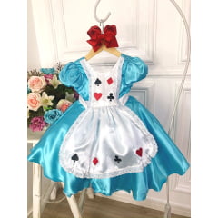 Vestido Infantil Alice no Pais das Maravilhas Festa Luxo