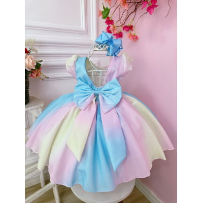 Vestido Infantil Chuva de Amor Colorido Circo Cinto Pérolas