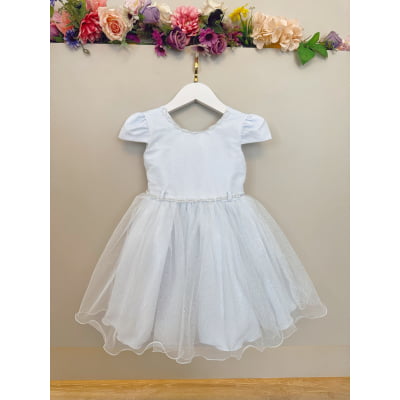 Vestido Infantil Branco Luxo Pérolas Glitter Daminhas Festas
