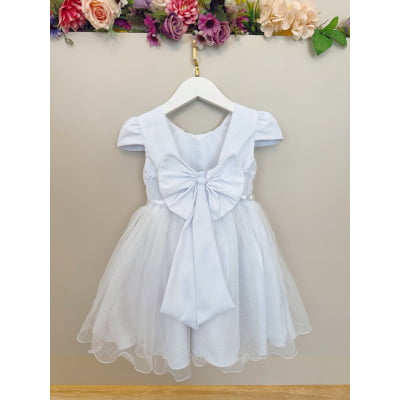 Vestido Infantil Branco Luxo Pérolas Glitter Daminhas Festas
