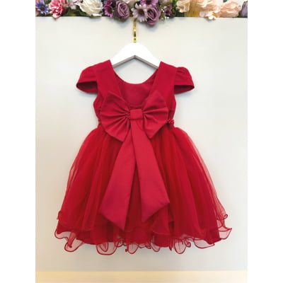 Vestido Infantil Vermelho Luxo C/ Pérolas Daminhas Festas