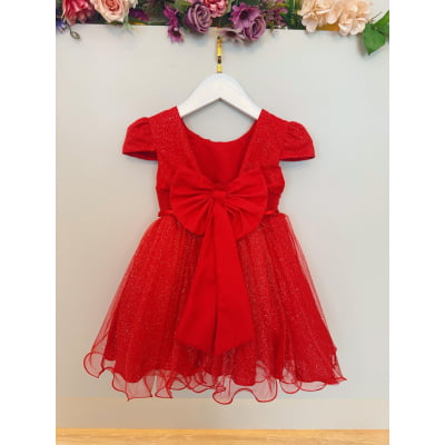 Vestido Infantil Vermelho Luxo Pérolas Glitter Daminhas Festas