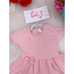 Vestido Infantil em Malha Rosa Borboletas C/ Calcinha