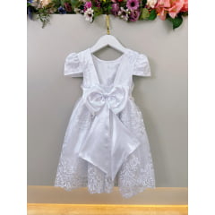 Vestido Infantil Branco Casamento Festa Com Renda Luxo