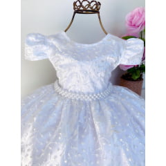 Vestido Infantil Branco Realeza Rendado Luxo Promocional