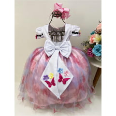 Vestido Infantil Jardim Encantado Festas C/ Apliques Luxo