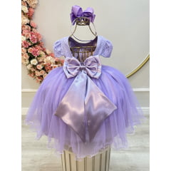 Vestido Infantil Lilás Tule C/ Renda Luxo Casamento