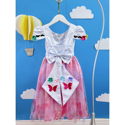 Vestido Infantil Jardim Encantado Festas C/ Apliques Luxo