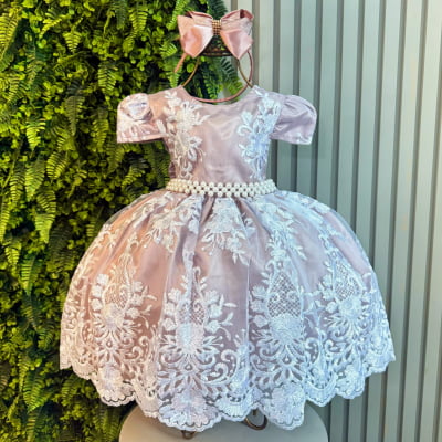 Vestido Infantil Realeza + Tiara ou Laço