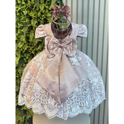 Vestido Infantil Realeza + Tiara ou Laço