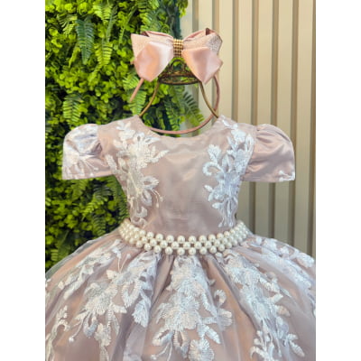 Vestido Infantil Realeza + Tiara ou Laço