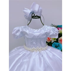 Vestido Infantil Branco Rendado Casamento Damas Luxo Pérolas