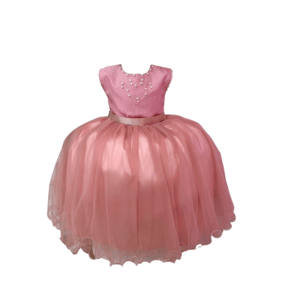Vestido Infantil Rose C/ Strass Pérolas Damas Luxo