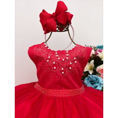 Vestido Infantil Vermelha Damas Luxo Festas