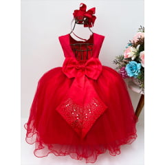 Vestido Infantil Vermelha Damas Luxo Festas
