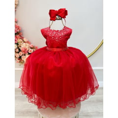 Vestido Infantil Vermelha Damas Luxo Festas