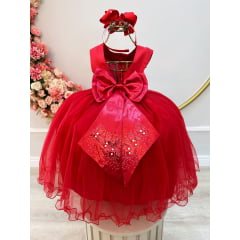 Vestido Infantil Vermelha Damas Luxo Festas