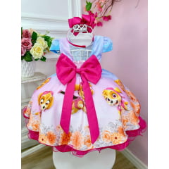 Vestido Infantil Patrulha Canina C/ Cinto de Pérolas Strass