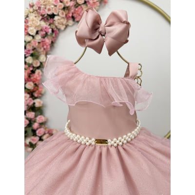 Vestido Infantil Longo Nude Luxo Formaturas Daminhas