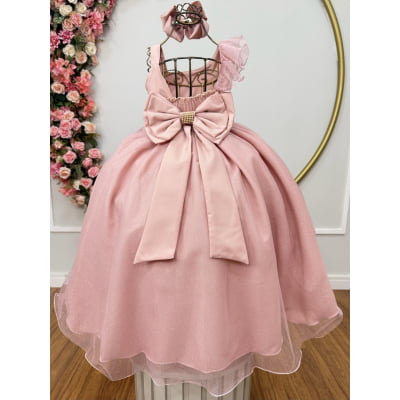 Vestido Infantil Longo Nude Luxo Formaturas Daminhas