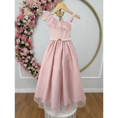 Vestido Infantil Longo Nude Luxo Formaturas Daminhas