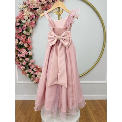 Vestido Infantil Longo Nude Luxo Formaturas Daminhas