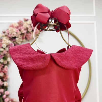 Vestido Infantil Luxo Festa Vermelho com Glitter e Pérolas