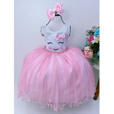 Vestido Infantil Chuva de Amor Bênçãos Luxo Com Laço