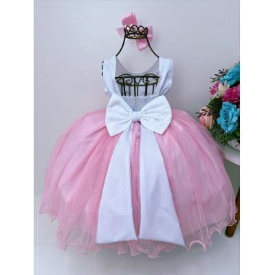Vestido Infantil Chuva de Amor Bênçãos Luxo Com Laço