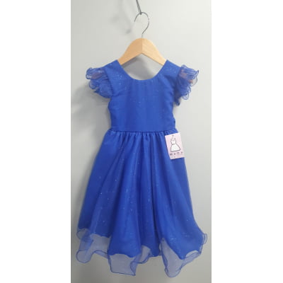 Vestido Infantil Azul Royal C/ Glitter Festas Daminhas Luxo Vestido Infantil Azul Royal C/ Glitter Festas Daminhas Luxo