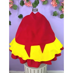 Vestido Infantil Branca de Neve Amarela Com Capa Festas