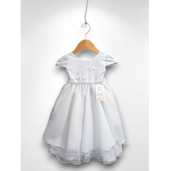 Vestido Infantil Branco C/ Apliques Borboletas Glitter