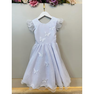 Vestido Infantil Branco Jardim das Borboletas Festas