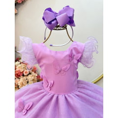Vestido Infantil Lilás Jardim das Borboletas Festas