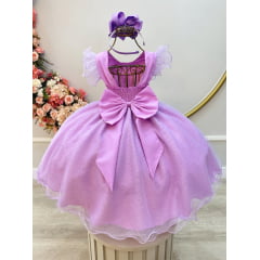 Vestido Infantil Lilás Jardim das Borboletas Festas