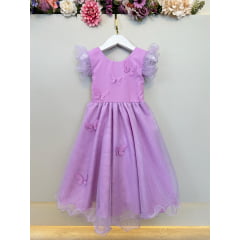 Vestido Infantil Lilás Jardim das Borboletas Festas