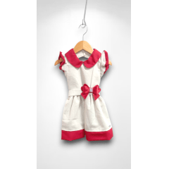 Vestido Infantil Marfim Gola Gôde C/ Broche Luxo Daminha