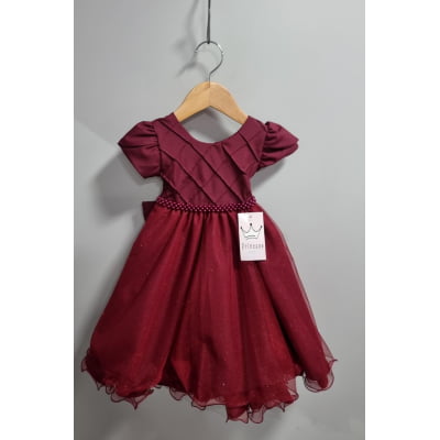 Vestido Infantil Marsala C/ Busto Nervura Festas Daminhas Vestido Infantil Marsala C/ Busto Nervura Festas Daminhas
