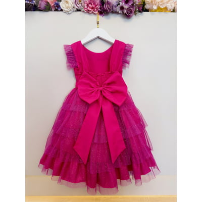 Vestido Infantil Pink da Hello Kitty Saia C/ Glitter Festas