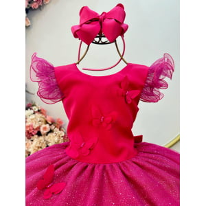 Vestido Infantil Pink Jardim das Borboletas Festas
