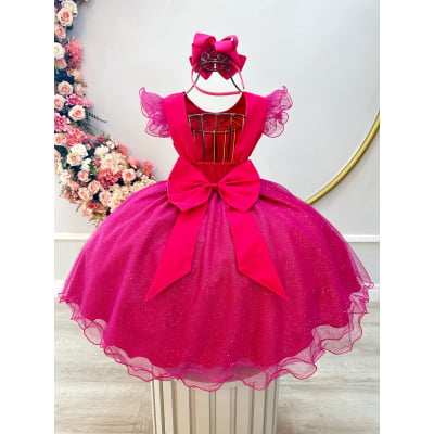 Vestido Infantil Pink Jardim das Borboletas Festas