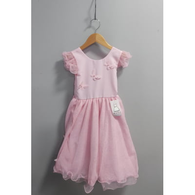 Vestido Infantil Rosa Claro Jardim das Borboletas Festas Vestido Infantil Rosa Claro Jardim das Borboletas Festas
