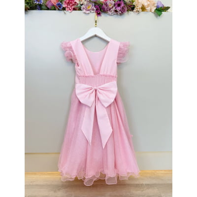 Vestido Infantil Rosa Claro Jardim das Borboletas Festas