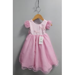 Vestido Infantil Rosa Jardim das Borboletas Festas