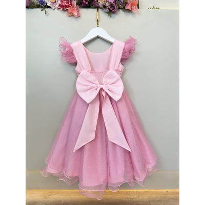 Vestido Infantil Rosa Jardim das Borboletas Festas