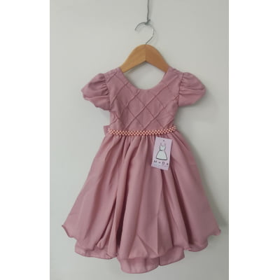 Vestido Infantil Rose C/ Busto Nervura Festas Daminhas