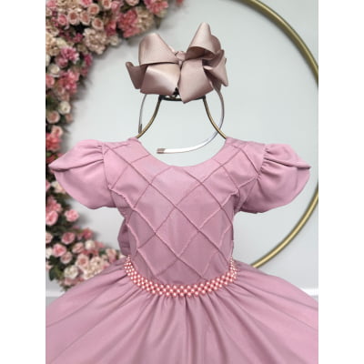 Vestido Infantil Rose C/ Busto Nervura Festas Daminhas