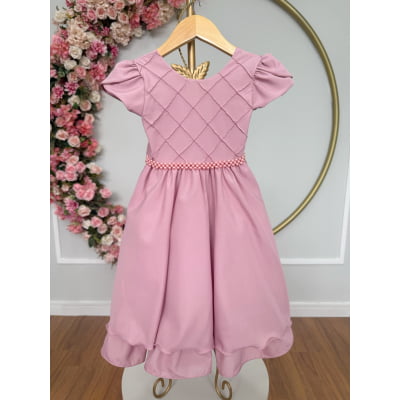 Vestido Infantil Rose C/ Busto Nervura Festas Daminhas