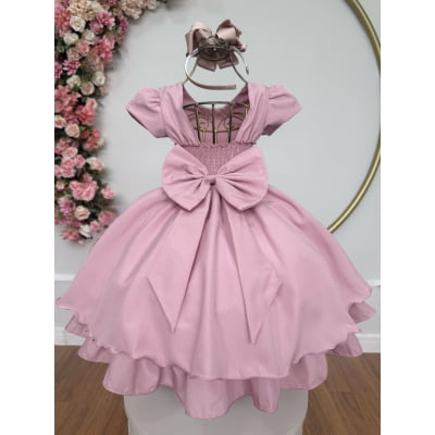 Vestido Infantil Rose C/ Busto Nervura Festas Daminhas